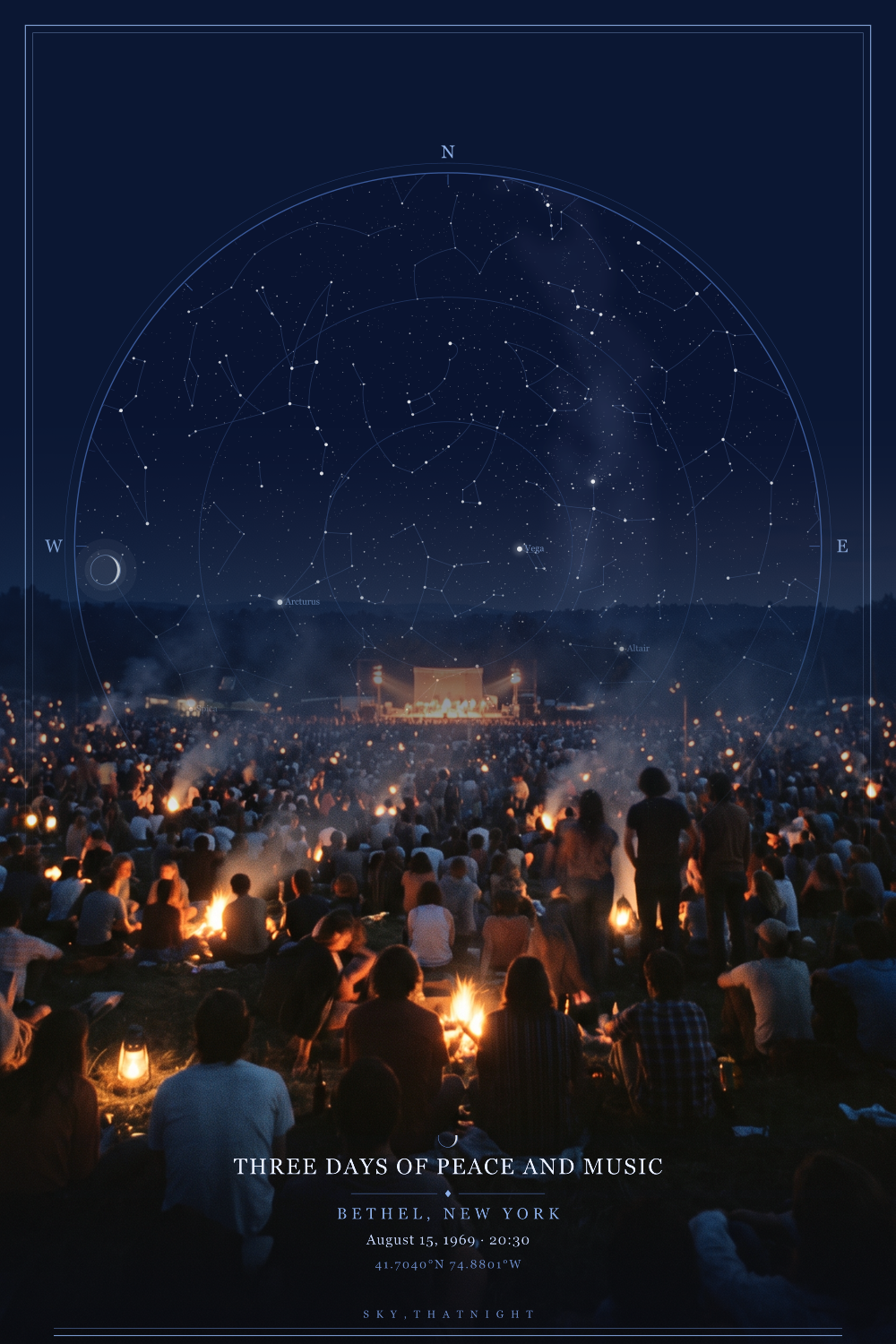 The real sky over Woodstock, opening night 1969